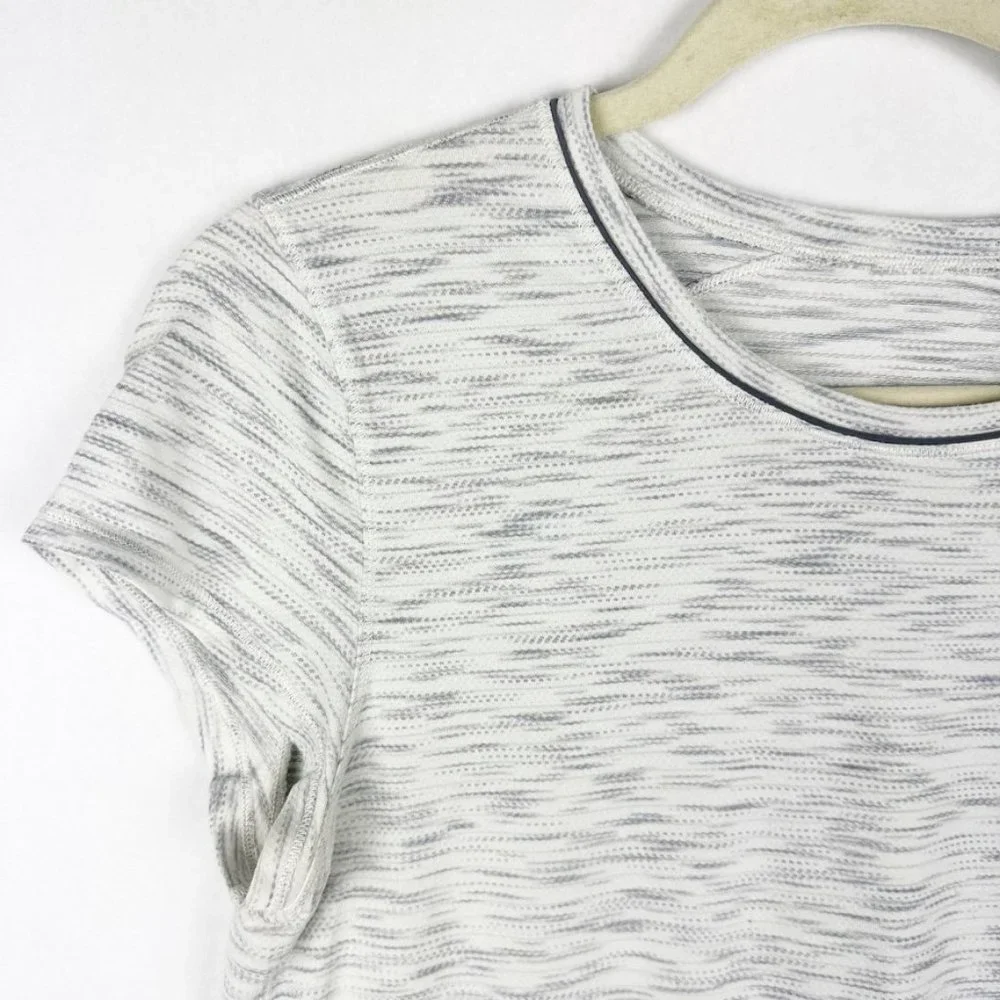 Lululemon Another Mile Short Sleeve Shirt Size 6 Tiger Space Dye Black White - Picture 2 of 4